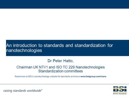 An introduction to standards and standardization for nanotechnologies