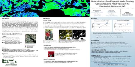 Watershed Watch 2013 :: Elizabeth City State University Determination of an Empirical Model Relating Canopy Cover to NDVI Values in the Pasquotank Watershed,