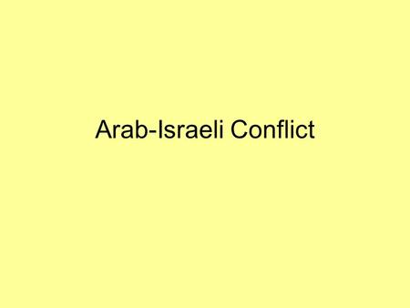 Arab-Israeli Conflict. Ongoing Occupation Issues.
