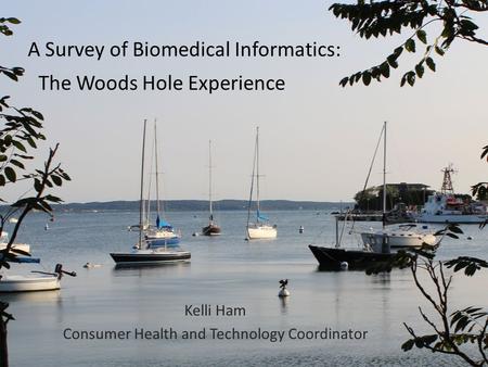 A Survey of Biomedical Informatics: The Woods Hole Experience Kelli Ham Consumer Health and Technology Coordinator.