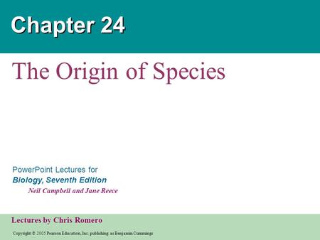 Chapter 24 The Origin of Species.