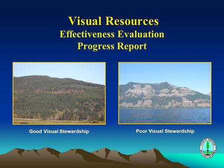 Visual Resources Visual Resources Effectiveness Evaluation Progress Report Good Visual Stewardship Poor Visual Stewardship.