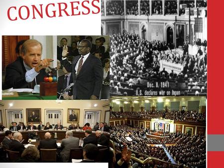 CONGRESS. Overview of Congress Bicameralism = Two houses House of Reps = closer to people Elected by the people Smaller districts 2 year term Entire body.