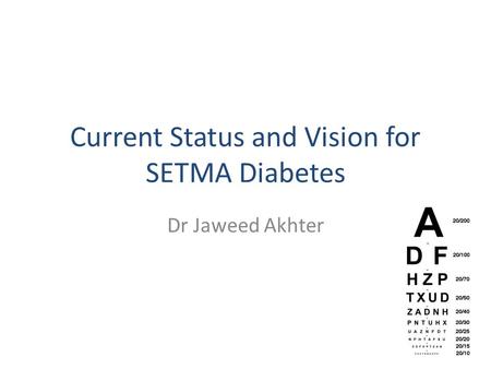 Current Status and Vision for SETMA Diabetes Dr Jaweed Akhter.