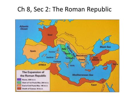 Ch 8, Sec 2: The Roman Republic. Social Groups Patricians-rich, elite landowners of Rome who ran the gov’t Plebeians-artisans, shopkeepers, and owners.