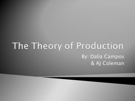 By: Dalia Campos & AJ Coleman. Theory dealing with the relationship between the factors of production & the output of goods & services. Theory Of Production.