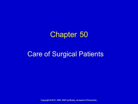 Care of Surgical Patients