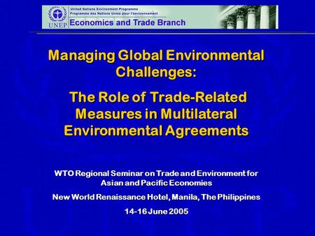 Managing Global Environmental Challenges: The Role of Trade-Related Measures in Multilateral Environmental Agreements The Role of Trade-Related Measures.