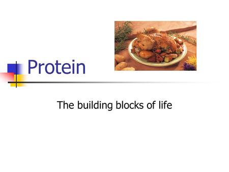 Protein The building blocks of life. Protein Definitions Amino Acids: Building blocks of proteins (like Legos) There are 22 different kinds. Essential.