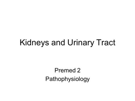 Kidneys and Urinary Tract