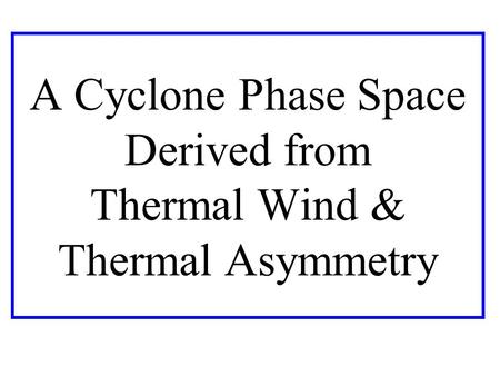 A Cyclone Phase Space Derived from Thermal Wind & Thermal Asymmetry.