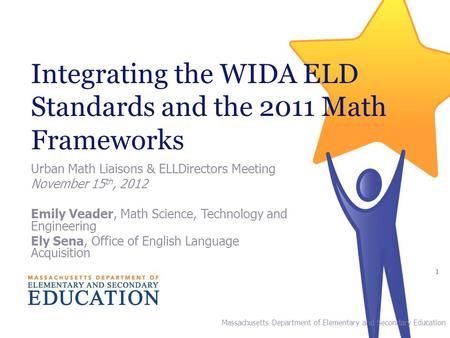 Integrating the WIDA ELD Standards and the 2011 Math Frameworks