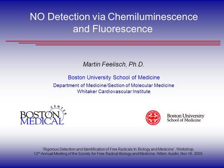 NO Detection via Chemiluminescence and Fluorescence Martin Feelisch, Ph.D. Boston University School of Medicine Department of Medicine/Section of Molecular.