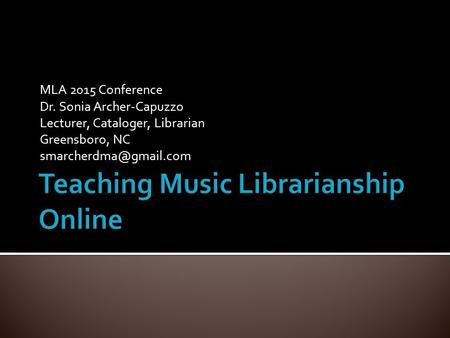 Teaching Music Librarianship Online