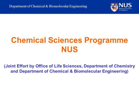 Chemical Sciences Programme