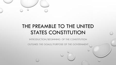 The Preamble to the United States Constitution