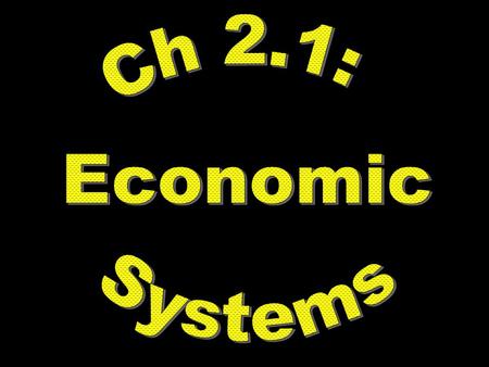 Ch 2.1: Economic Systems.