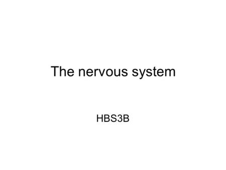 The nervous system HBS3B. The central nervous system.
