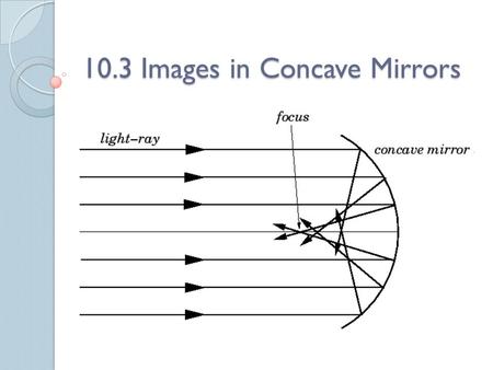 10.3 Images in Concave Mirrors. Concave Mirror Unlike a plane mirror, a curved mirror produces an image that is a different size, shape, and/or orientation.