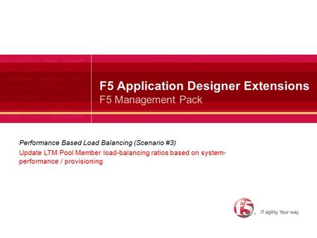 F5 Application Designer Extensions F5 Management Pack