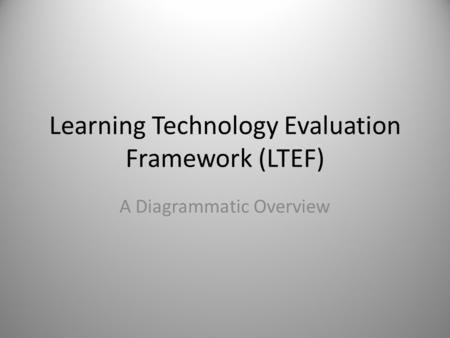 Learning Technology Evaluation Framework (LTEF) A Diagrammatic Overview.