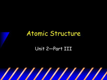 Atomic Structure Unit 2—Part III. What is an atom? Atom: the smallest unit of matter that retains the identity of the substance First proposed by Democratus.