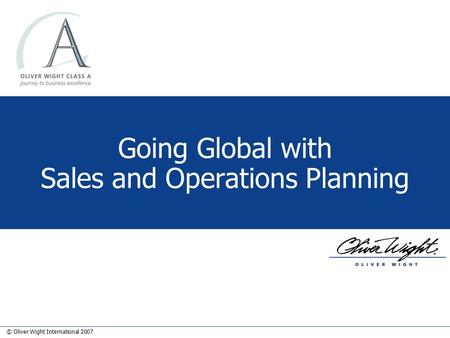 Going Global with Sales and Operations Planning
