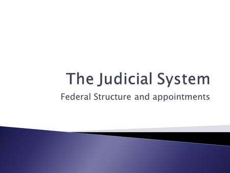 Federal Structure and appointments.  Specialized Courts ◦ Specific Federal Courts that only hear cases in a narrow focus area.  U.S. claims Court 