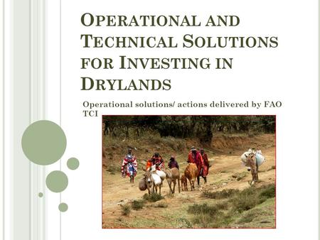O PERATIONAL AND T ECHNICAL S OLUTIONS FOR I NVESTING IN D RYLANDS Operational solutions/ actions delivered by FAO TCI.