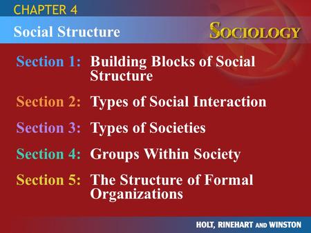 Section 1: Building Blocks of Social Structure