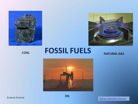 FOSSIL FUELS Source: wikimedia commons COAL OIL NATURAL GAS Susana Amorós.