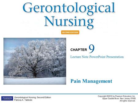Copyright ©2010 by Pearson Education, Inc. Upper Saddle River, New Jersey 07458 All rights reserved. CHAPTER Gerontological Nursing, Second Edition Patricia.