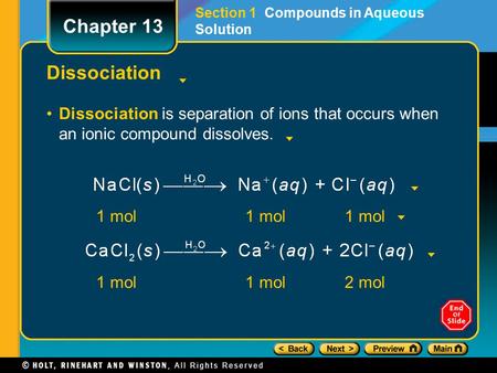 Section 1  Compounds in Aqueous Solution