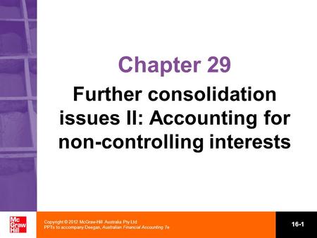 Chapter 29 Further consolidation issues II: Accounting for non-controlling interests 1.