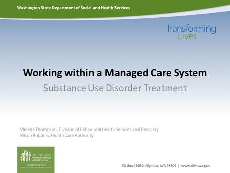 Working within a Managed Care System