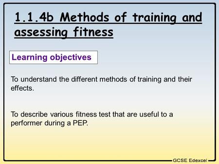 1.1.4b Methods of training and assessing fitness
