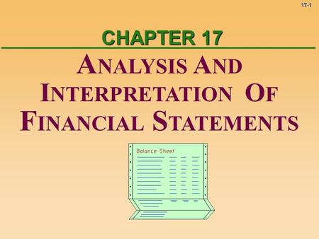ANALYSIS AND FINANCIAL STATEMENTS