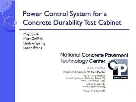 Power Control System for a Concrete Durability Test Cabinet