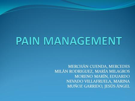 PAIN MANAGEMENT MERCHÁN CUENDA, MERCEDES