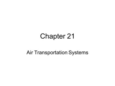 Air Transportation Systems