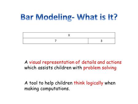 A visual representation of details and actions which assists children with problem solving A tool to help children think logically when making computations.