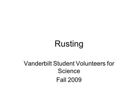 Vanderbilt Student Volunteers for Science Fall 2009