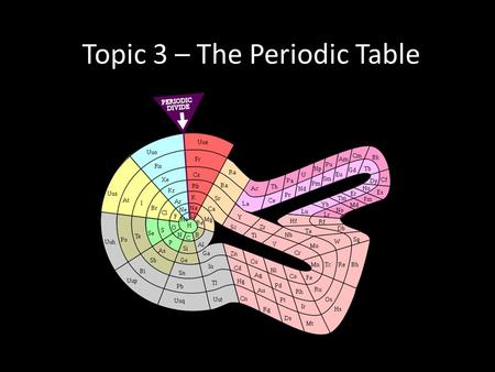 Topic 3 – The Periodic Table. Syllabus Statements In this topic you will study: The Periodic Table Physical Properties The chemical properties of some.