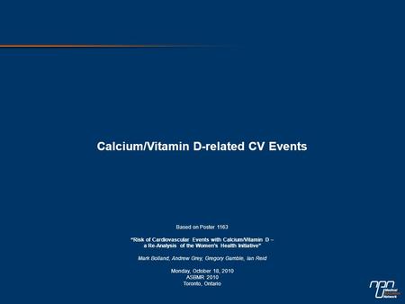 Calcium/Vitamin D-related CV Events Based on Poster 1163 “Risk of Cardiovascular Events with Calcium/Vitamin D – a Re-Analysis of the Women’s Health Initiative”