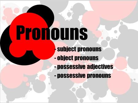 Pronouns subject pronouns object pronouns possessive adjectives