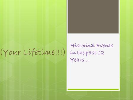 Historical Events in the past 12 Years…