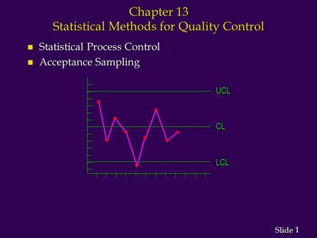 1 1 Slide | | | | | | | | | | | | | | | | | | | | | | | | | | | | | | | | | | | | | | UCL CL LCL Chapter 13 Statistical Methods for Quality Control n Statistical.