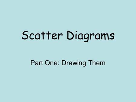 Scatter Diagrams Part One: Drawing Them. Lesson Objective To be able to draw a Scatter Diagram.