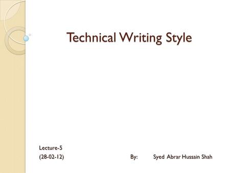 Technical Writing Style