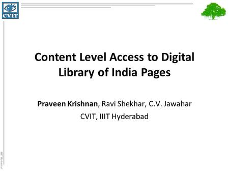 Content Level Access to Digital Library of India Pages